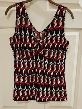 Grace Elements Red, Black & White Geometric Tank Top